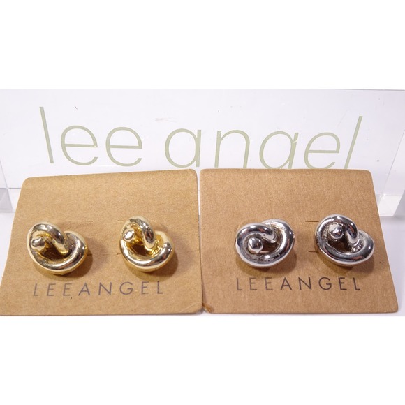 Neiman Marcus Lee Angel Women's LOVE KNOT Earrings Siver GOLD NWT 98 ea Set 2 - Picture 2 of 7